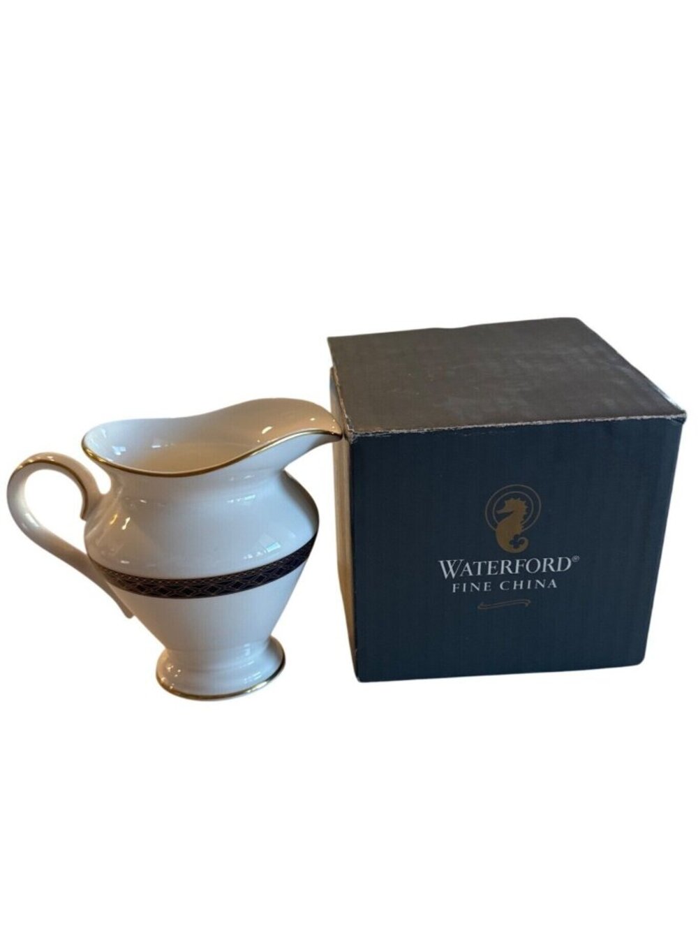 Waterford Fine China Alana Accent Creamer Gold & Blue Trim Elegant Serveware New
